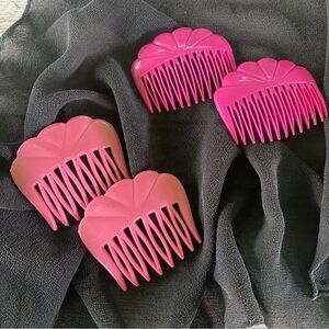 2 sets of vintage 80’s pink hair combs, pink hair accessories, Pretty in Pink
